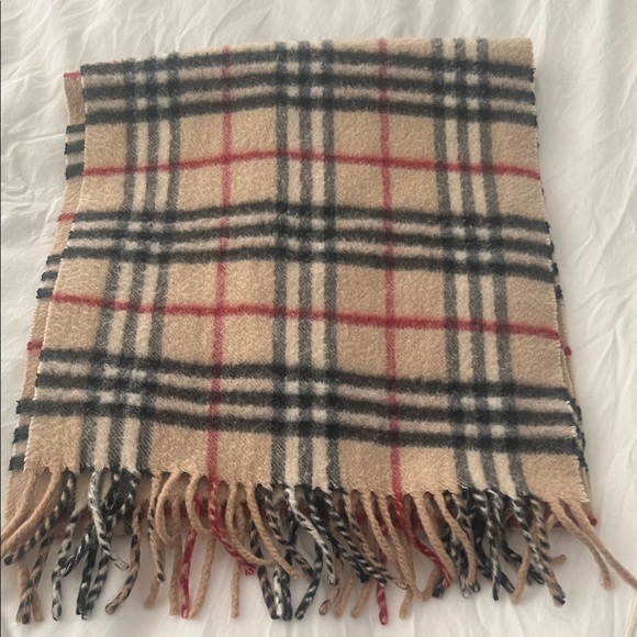 Burberry Beige and Red Checkered Cashmere Scarf - Picture 1 of 3